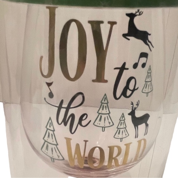 Joy To The World Red Stem Glass NWOT - Picture 3 of 4